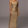 Gold Rubi Cowl Neck Cocktail Dress