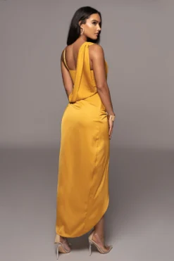 Yellow Kristiana Slit Dress -Trendify Store PRODUCT OCT102022 HOLIDAY 137