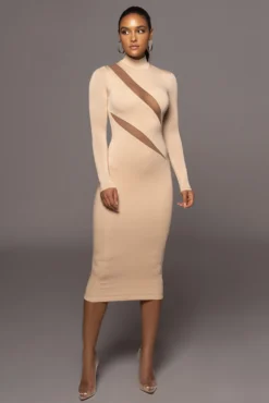 Tan Abigail Midi Dress
