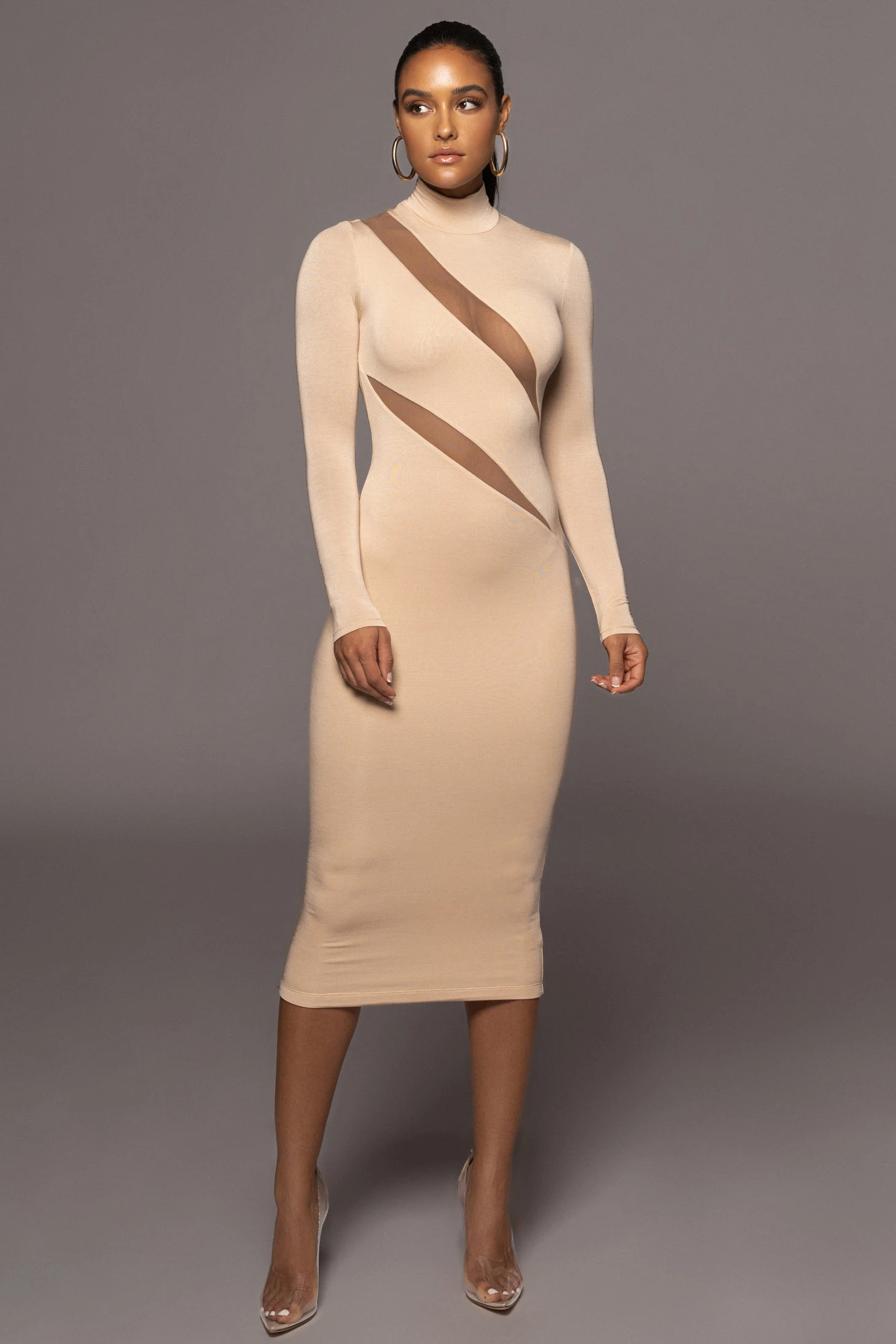 Tan Abigail Midi Dress 1 Tan Abigail Midi Dress