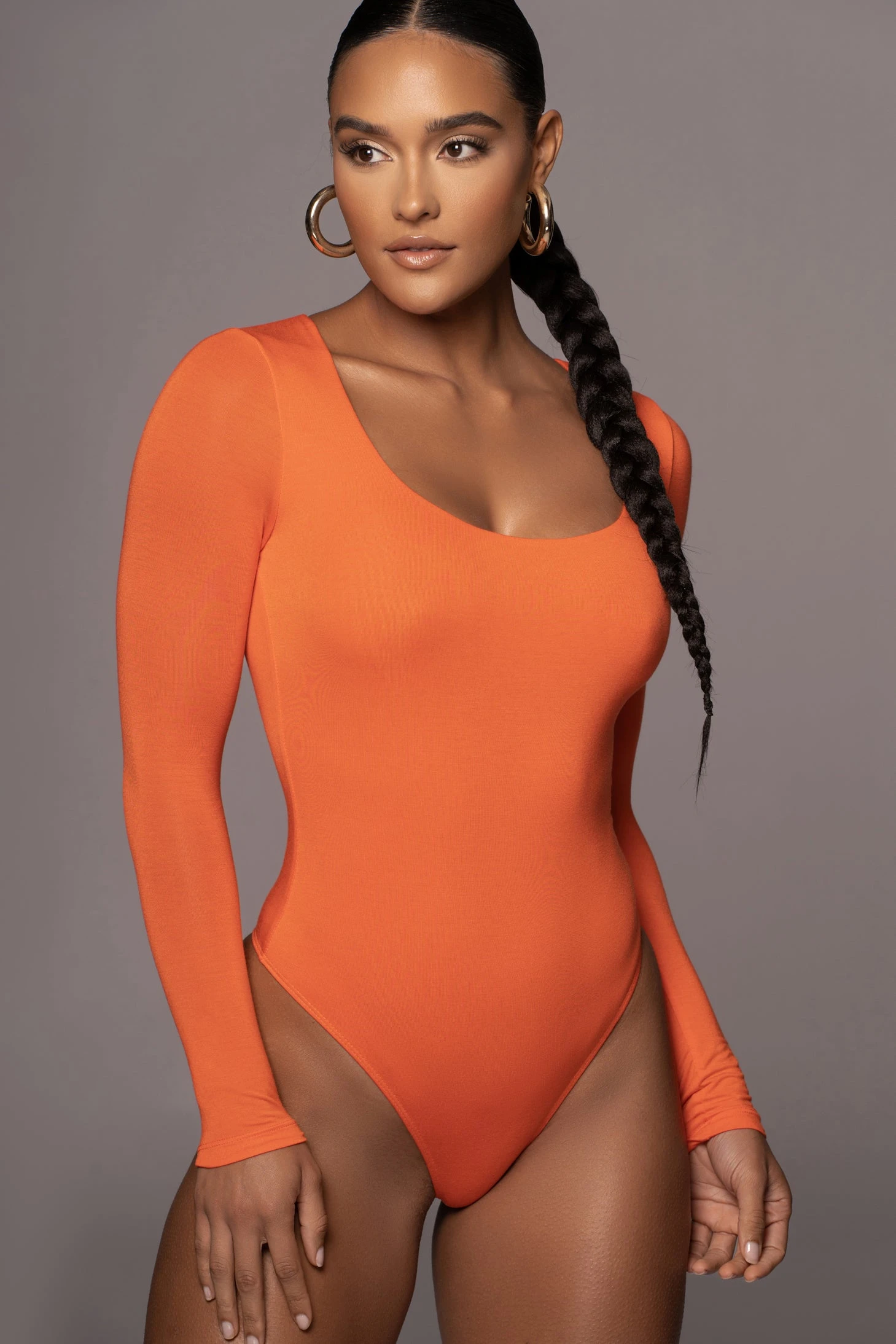 Jluxbasix Tangerine Bethie Scoop Long Sleeve Bodysuit 4 Jluxbasix Tangerine Bethie Scoop Long Sleeve Bodysuit - Image 4