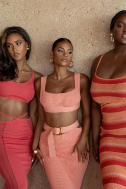 Peach Nikole Ribbed Skirt Set -Trendify Store SUMMER4 39 659ea40f 5005 4caf 9940 f6d9bf5dfd46