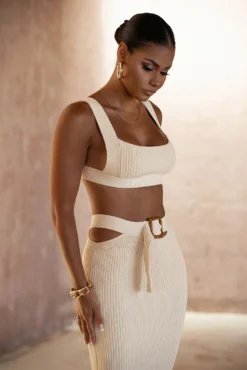 Ivory Nikole Ribbed Skirt Set -Trendify Store SUMMER4 7