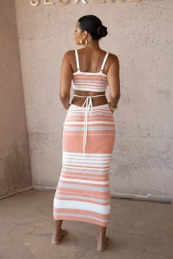 Peach Cutting Ties Skirt Set 14 Peach Cutting Ties Skirt Set -Trendify Store SUMMER4 PRODUCT 39