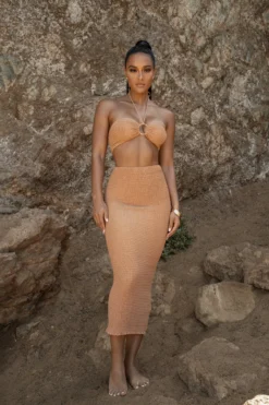 Camel Lana Smocked Skirt Set -Trendify Store SUMMER5 PART1 87