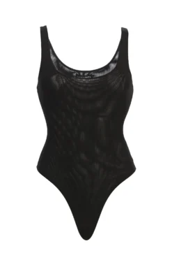 Noir Mesh Essentials Tank Bodysuit Undergarment -Trendify Store blackmeshtank